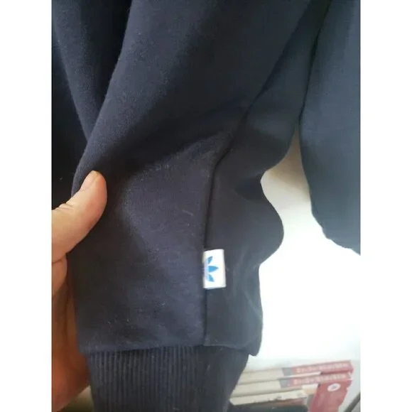 Adidas Sweatshirt Pullover Blue Mens XL Trefoil Velvet Stripes Cotton athleisure - Picture 7 of 13